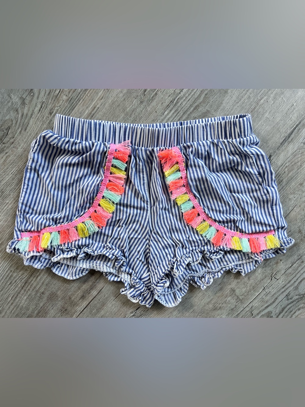 Boutique Girla Shorts with Neon Tassel Trim
